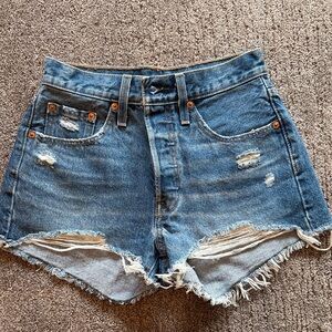 Stylish Blue Distressed Denim Shorts